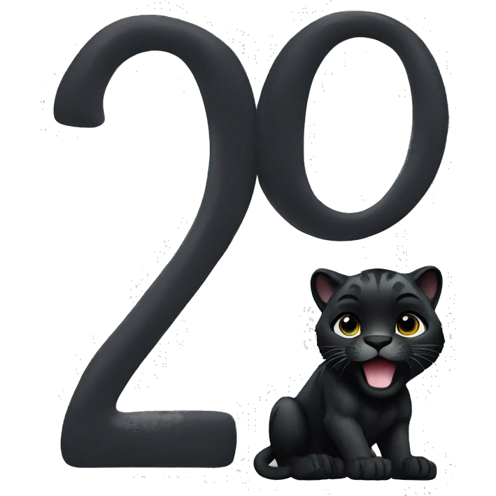 Black panther holding the number 0 in its paws emoji