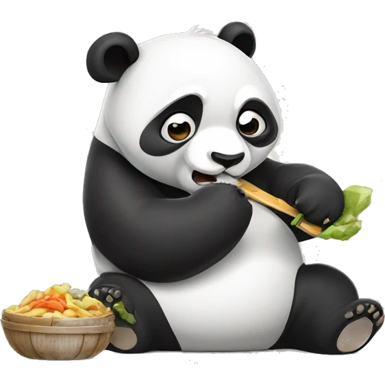 Clumsy panda eating emoji