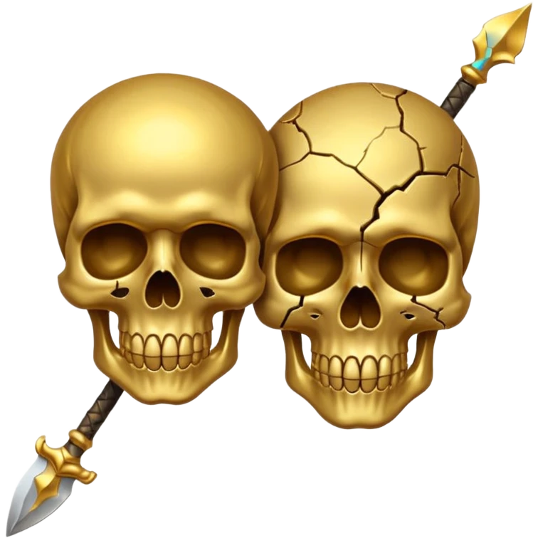 golden skull explode in half by a spear emoji