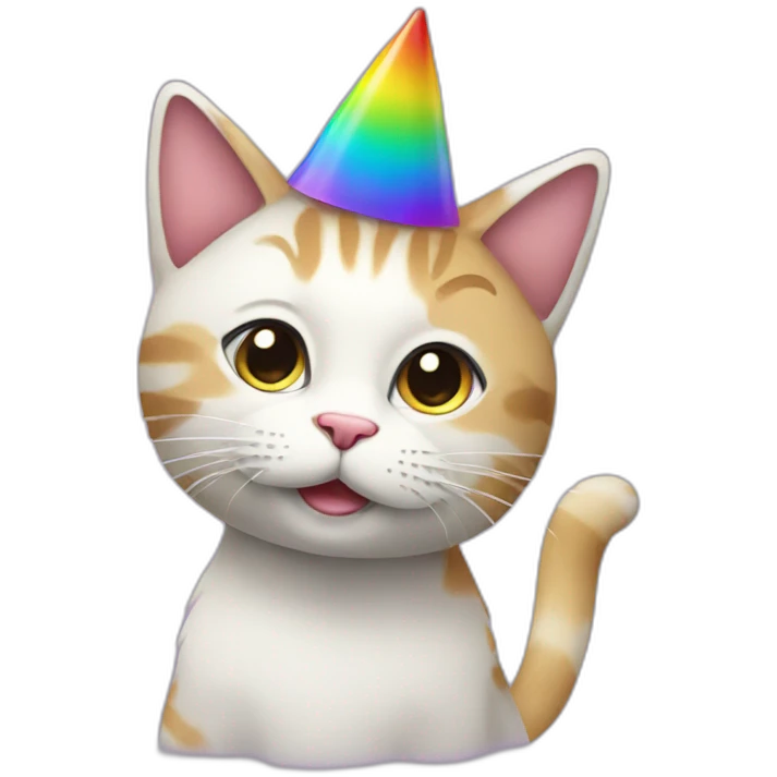 Party Cat with rainbow hat emoji