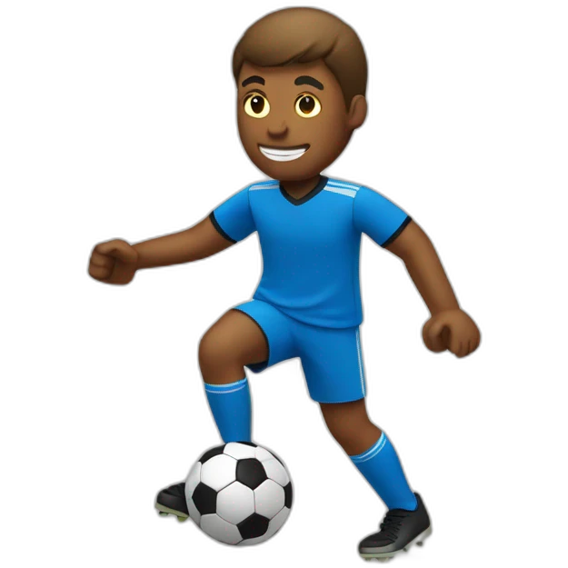 Brick playing soccer with a blue shirt emoji