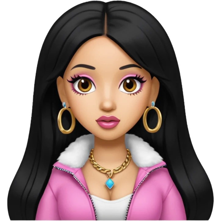 cardi b, pretty bratz baddie, black hair emoji