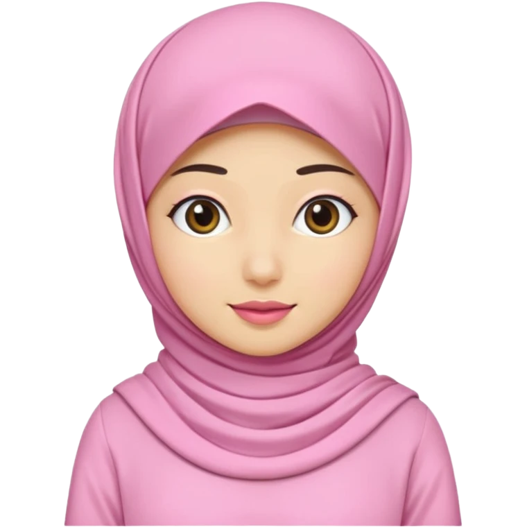 wanita hijab pink baju putih emoji
