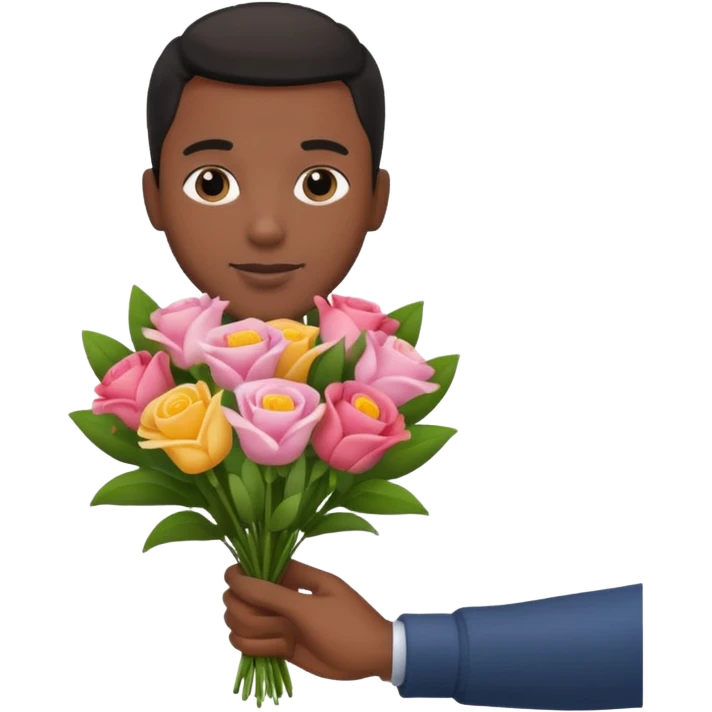 Black Male hand give a bogue of flowers emoji