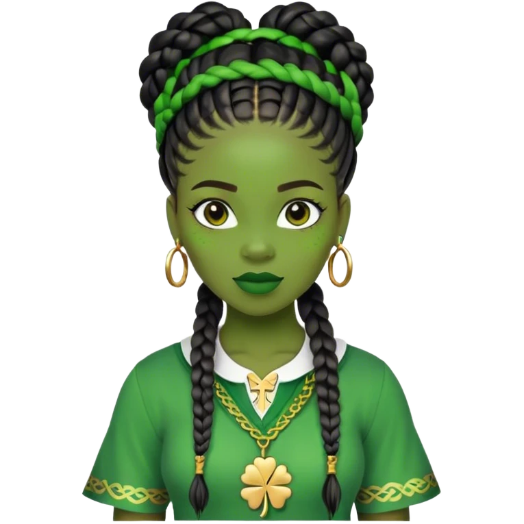 Black woman with braids st Patrick’s day emoji