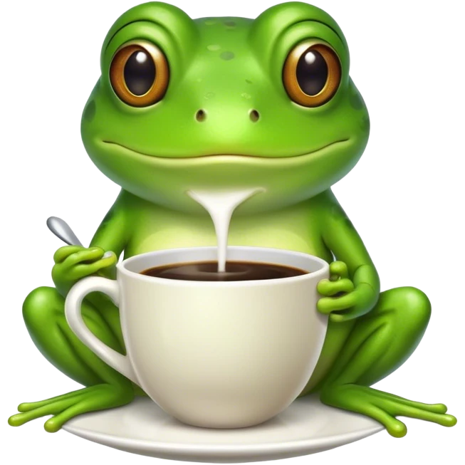 Frog with a cup of coffee emoji