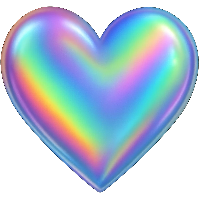 heart with a rainbow hologram effect, digital illustration, no background emoji