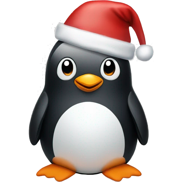 penguin with a Christmas hat  emoji