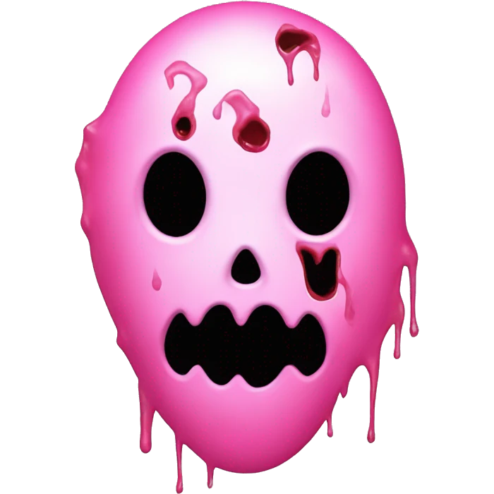 bubblegum pink colored ghost face scream movie mask with blood spatters on it emoji