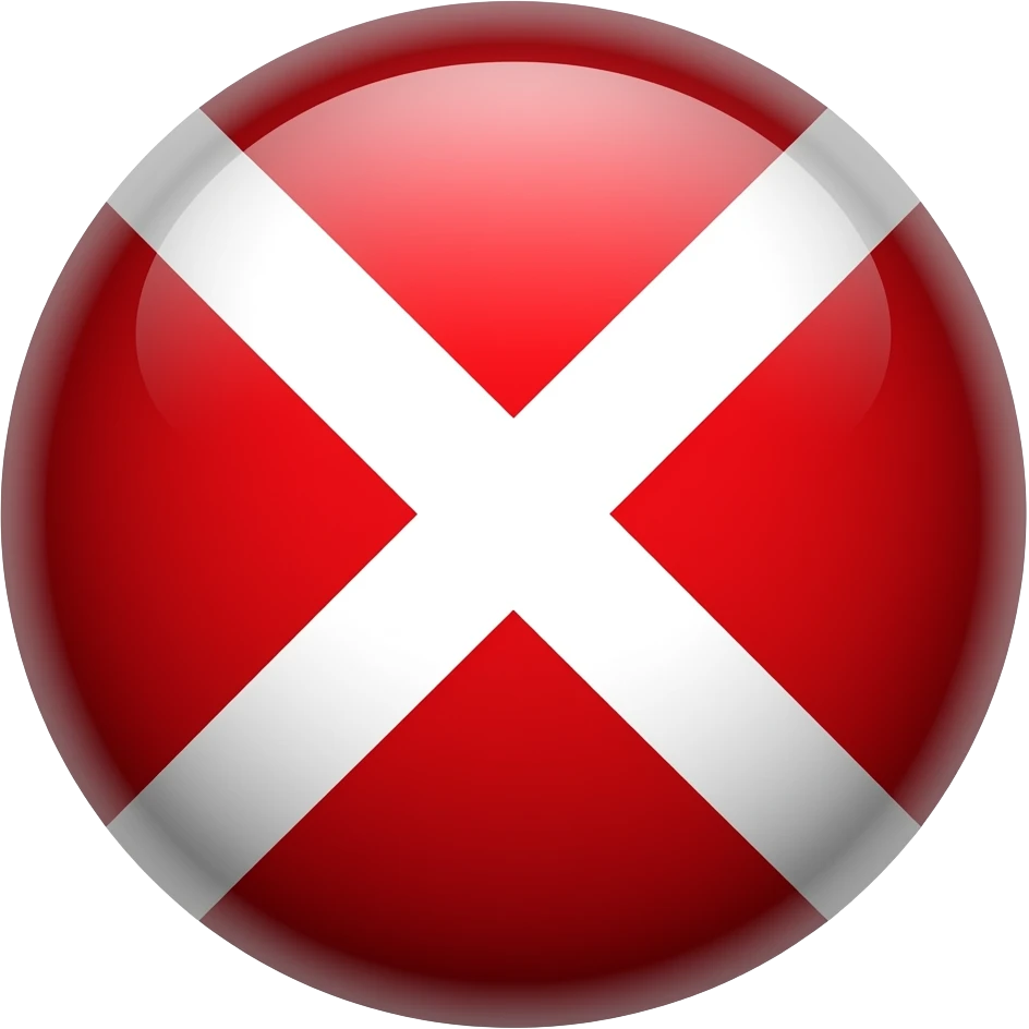 Red filled circle with white X, CCTV on end points of X emoji