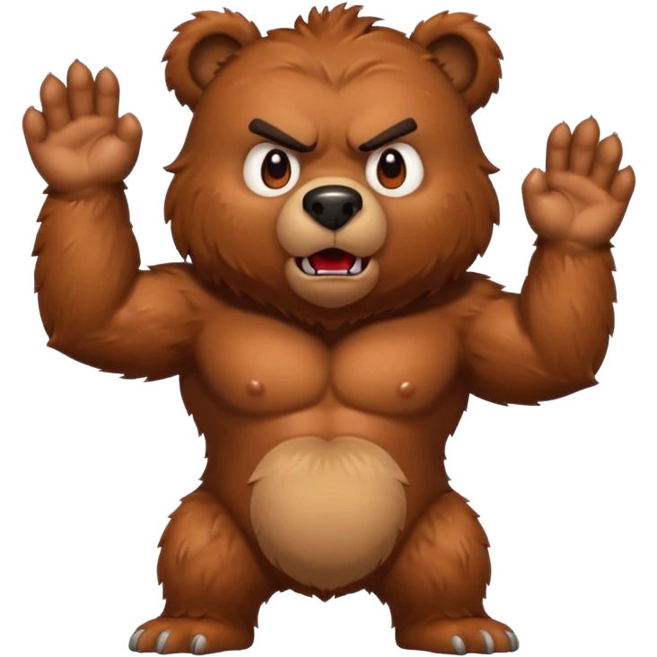 angry bear with paws up, red cheeks emoji