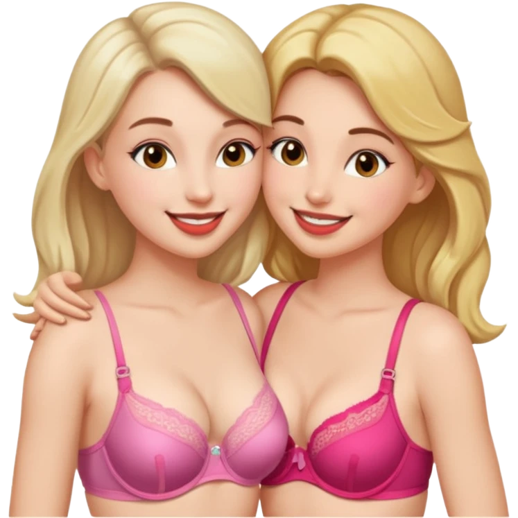 2 girls in bras kissing emoji