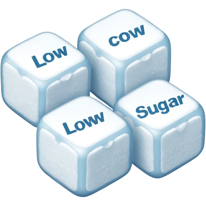 Icon 3 terrones de azúcar con la palabra debajo que diga low sugar emoji