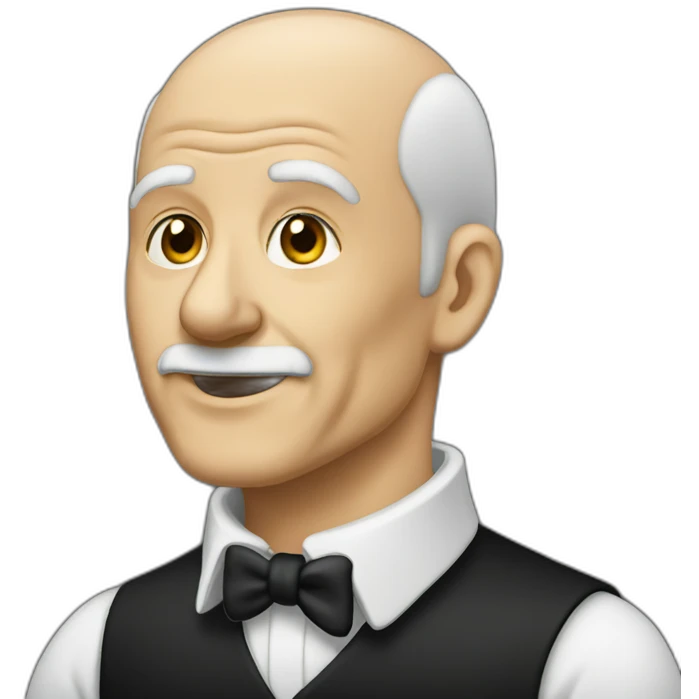 Old man pianist bald sideburns black shirt emoji