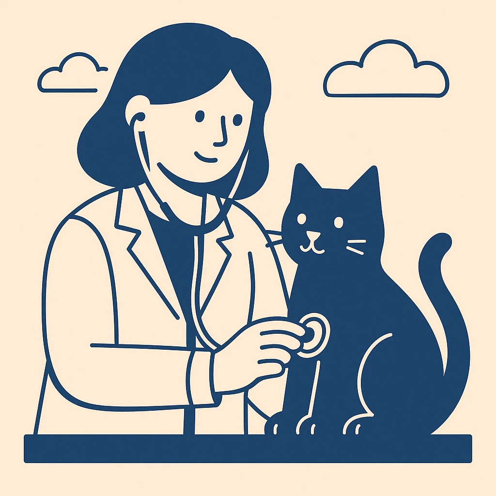 veterinarian examining a cat emoji