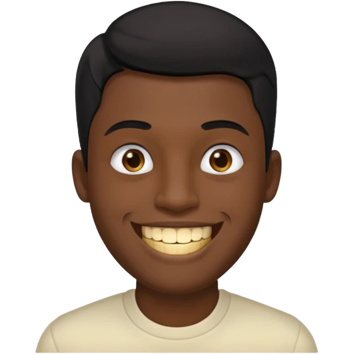 Isso agora faca esse emoji masculino com um cabelo preto baixo e um sorriso com um dente de ouro emoji