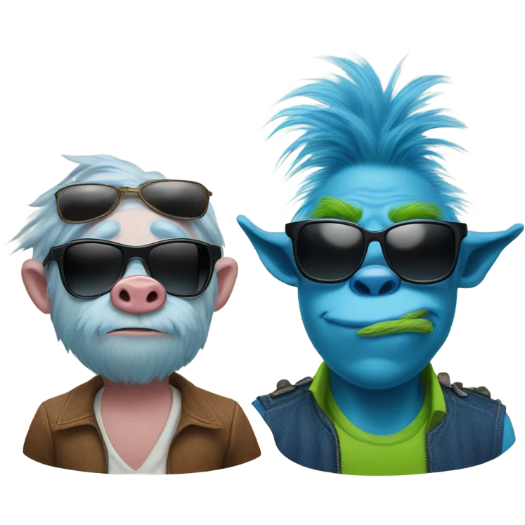 A pig man and a blue grinch with sunglasses emoji