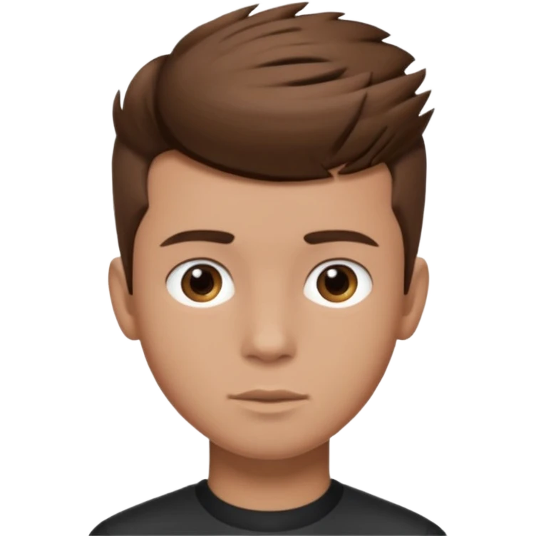 create a fringe haircut boy with a brown hair with hair little up more looking like quiff hairstyle emoji