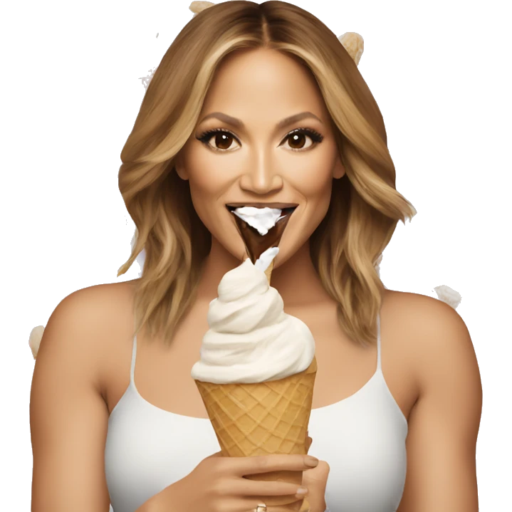 Jennifer Lopez eating ice cream emoji