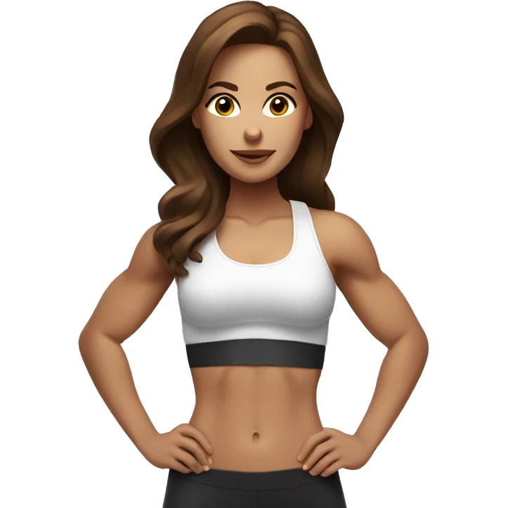 White beautiful fitness women with brown hair with dumbbells in their hands emoji