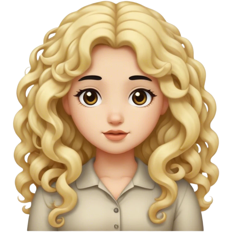 black hair blond girl with long curly hair make her little chubby emoji