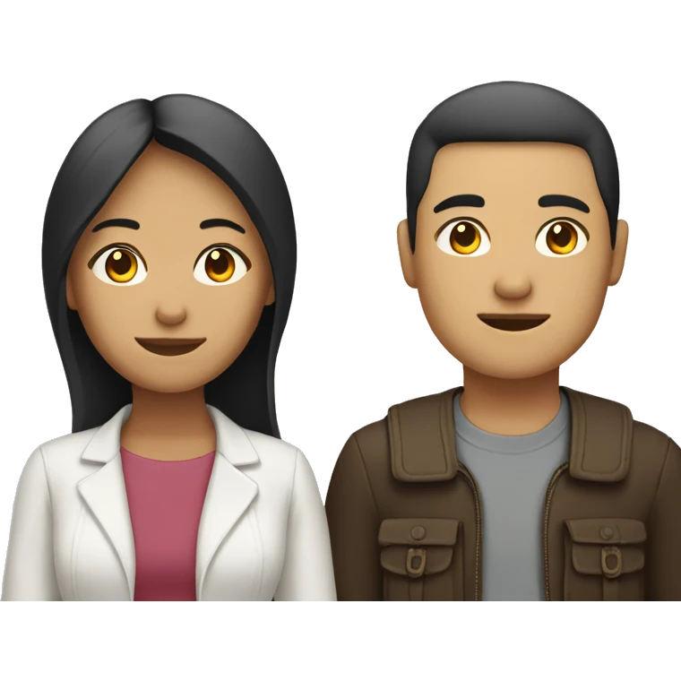 Half white half Asian woman and half white half Asian man traveling  emoji