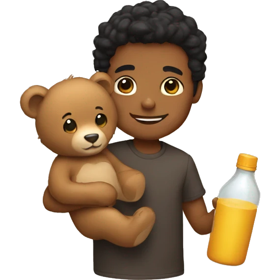 jj with a bear cub and a bottle  emoji
