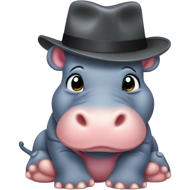 Baby Hippo with hat on emoji