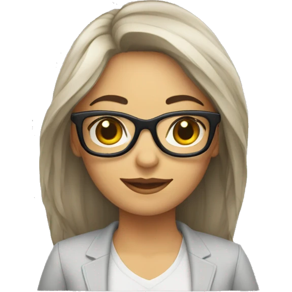 mujer con lentes y pc emoji