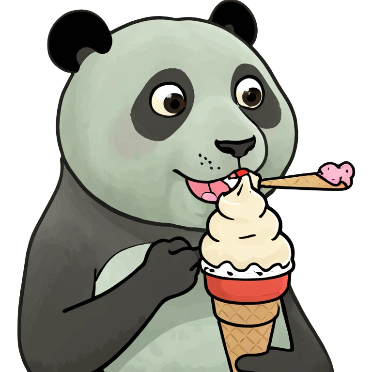Panda eating ice cream emoji