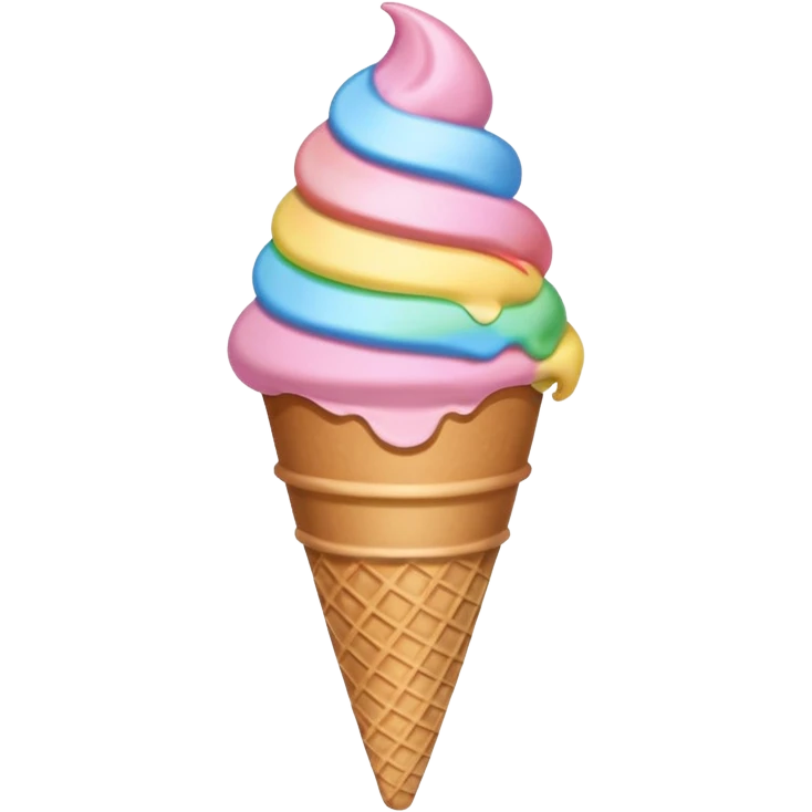 ice cream cone with pastel pink scoop and rainbow sprinkles emoji