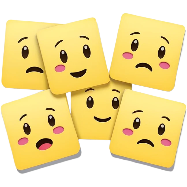 Sticky notes with various emoticons, sad, glad, mad emoji