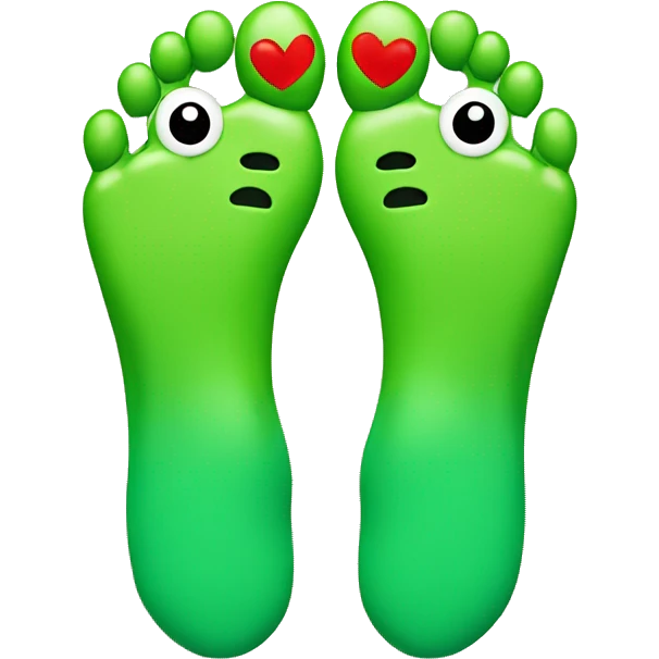 funny feet and green cat emoji