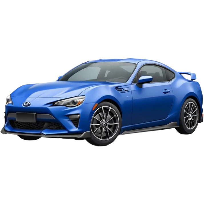 Low view of dark blue 2025 Toyota 86 styled like 65 mustang emoji
