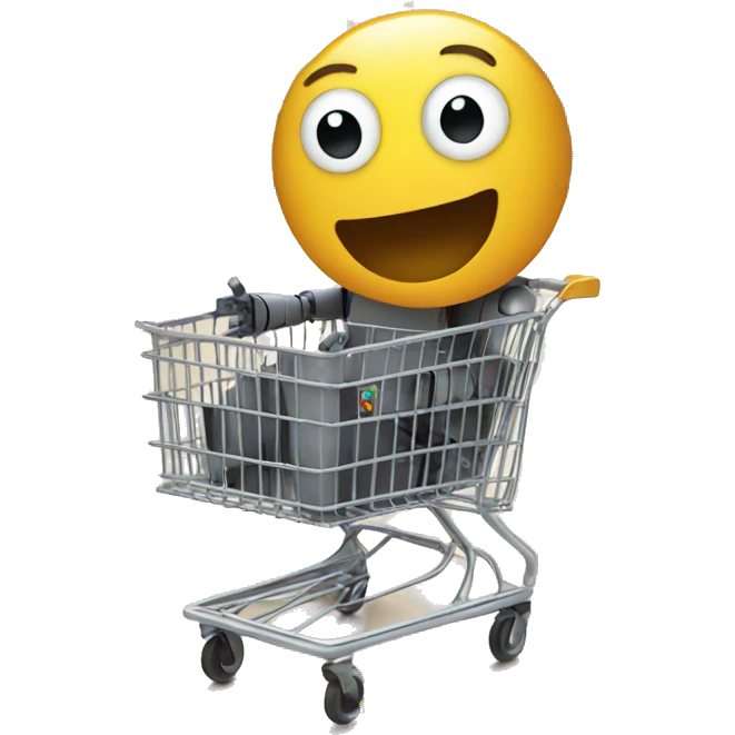 robot having fun inside a shopping cart emoji