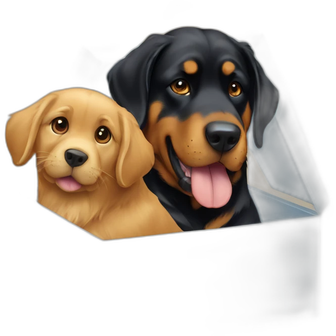 A Rottweiller with golden retriever in box emoji