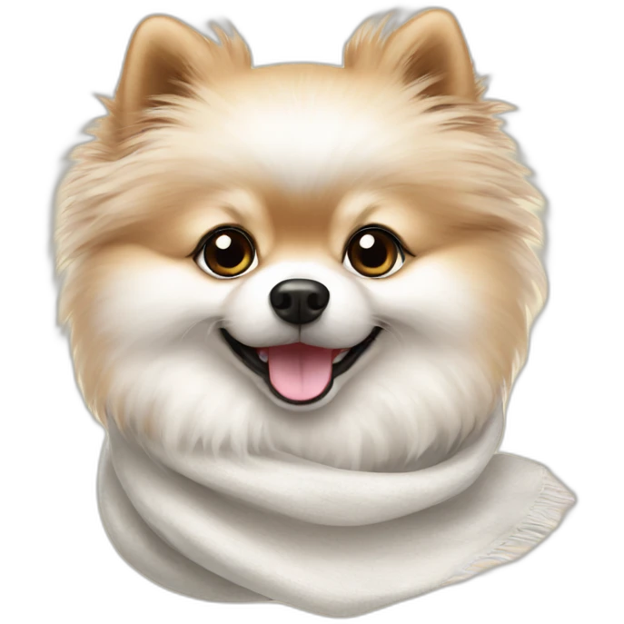Pomeranian white scarf emoji