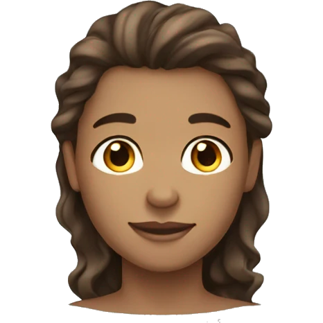 long brown wavy hair, brown eyes, light brown skin emoji