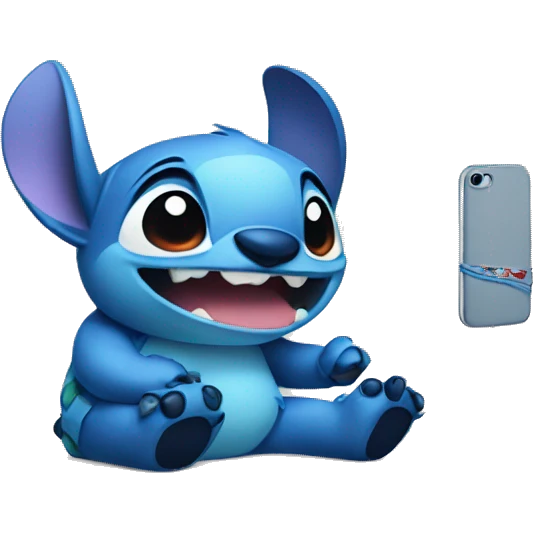 stitch holding a iphone  emoji