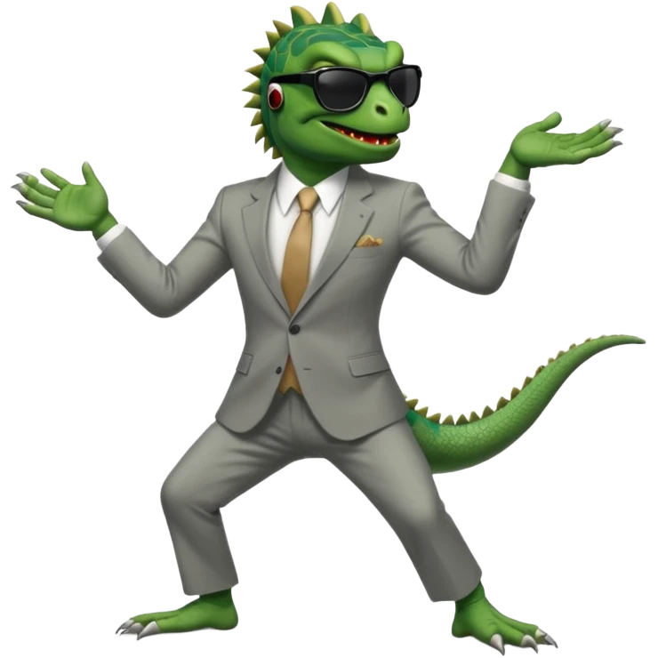 capitalist iguana banker godfather with black sunglasses breakdance emoji