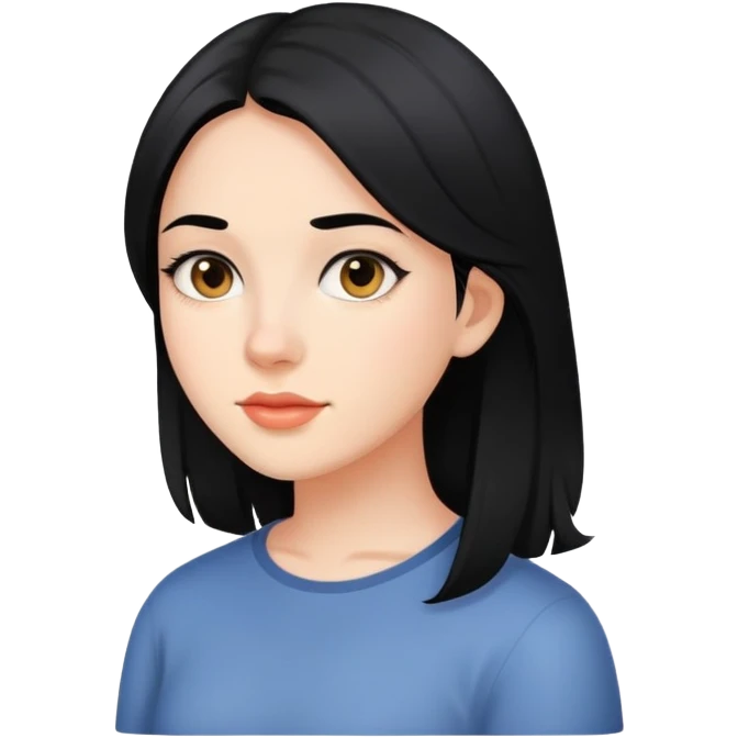 young woman with black hair, 25 years old emoji