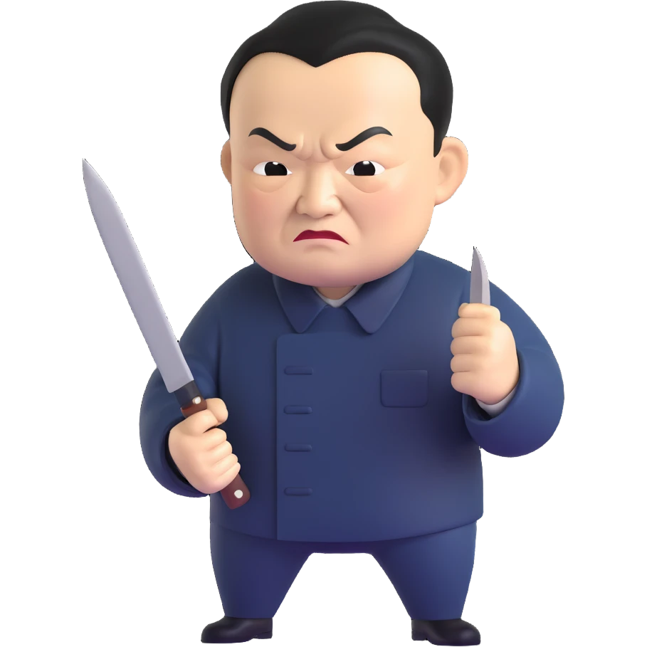 angry Deng Xiaoping holding a knife emoji