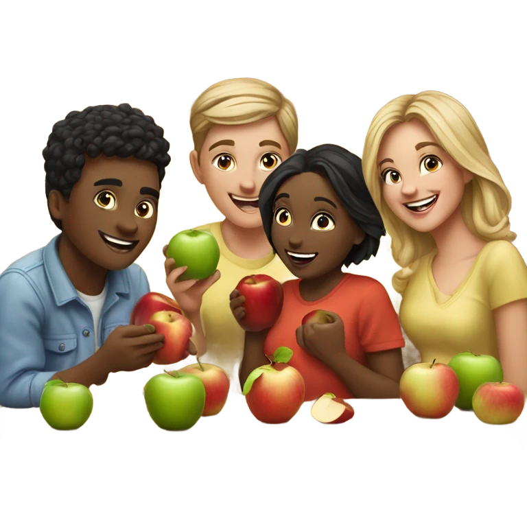 Friends with apple emoji