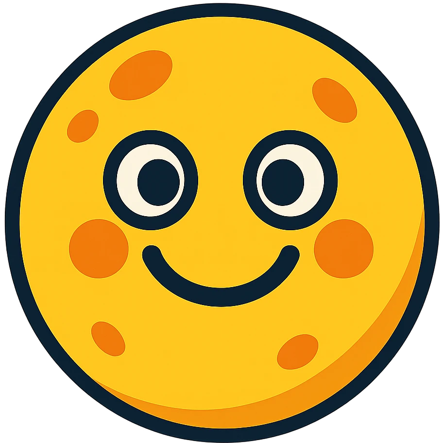 cartoon moon with a face emoji