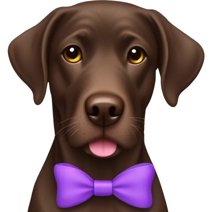 a chocolate lab with a purple bow emoji