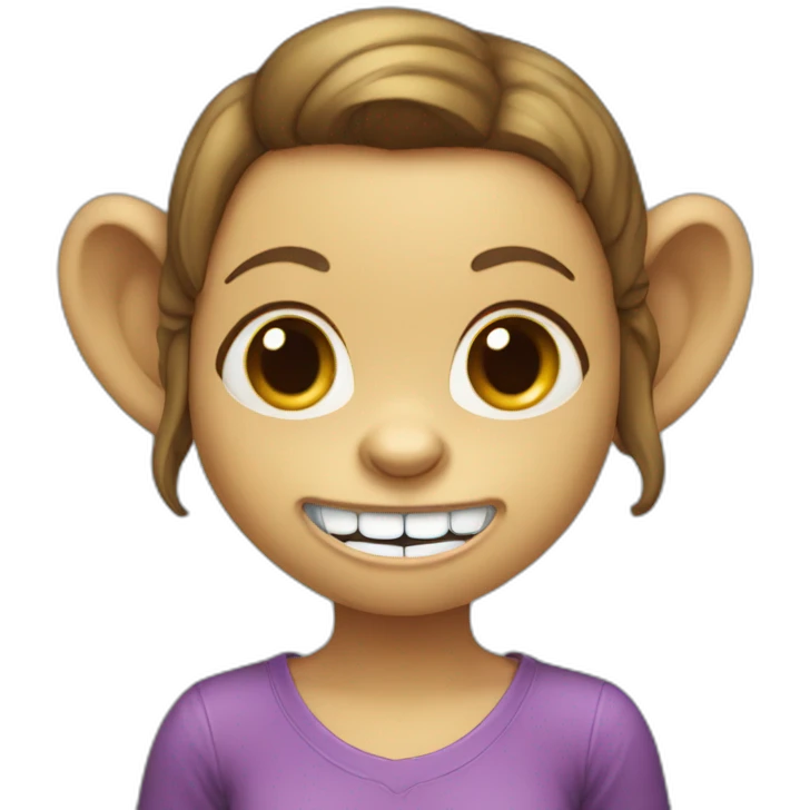 buck tooth monkey girl with braces emoji