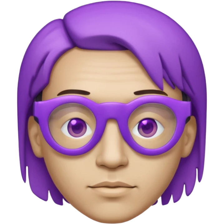 Cyberpunk man head 3d puruple cyber-glasses half rotate face 3d emoji
