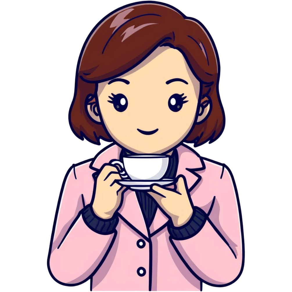 Stylish British girl with anatomically correct hands elegantly holding teacup emoji