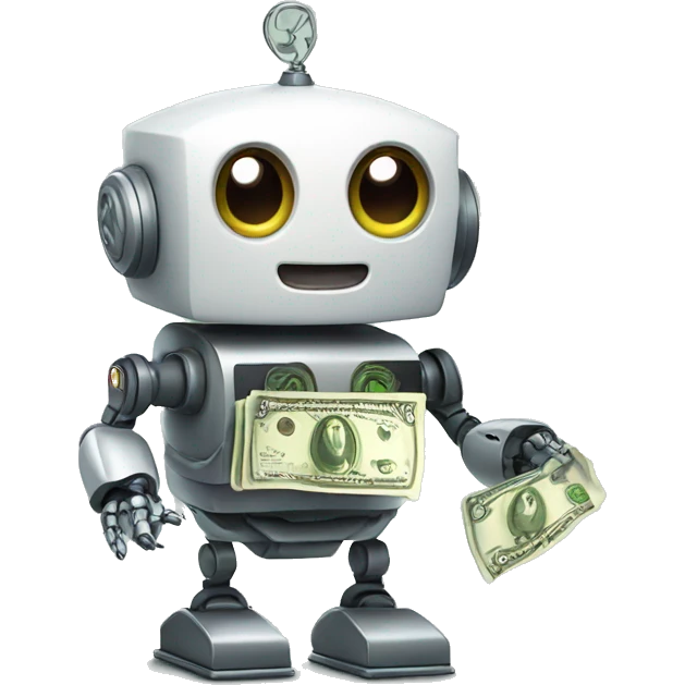 Cute robot with money emoji