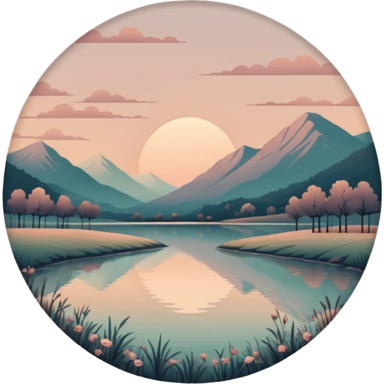 Dull-colored dusky romantic vintage aesthetic  landscape circle  emoji